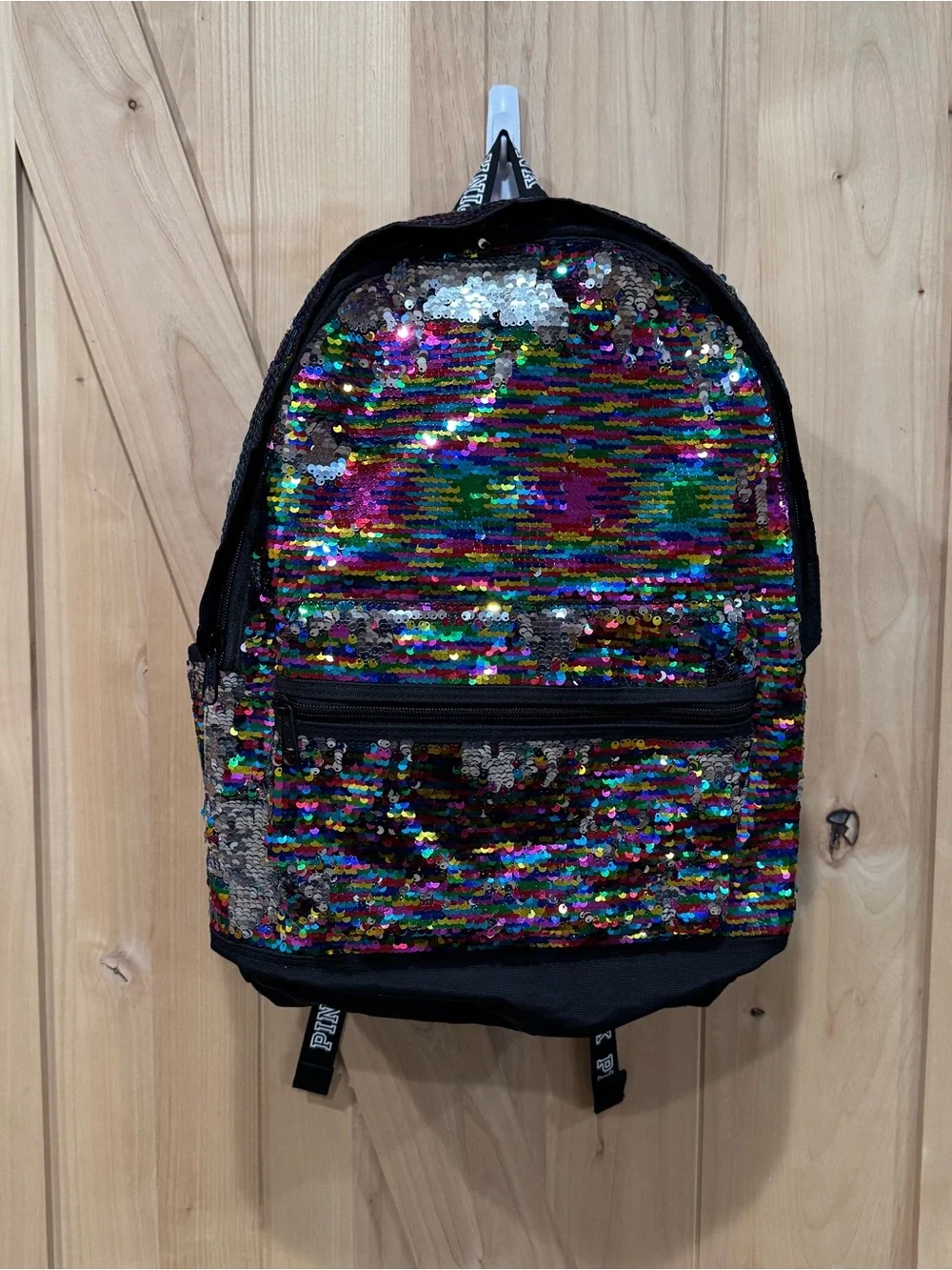 Victoria’s Secret PINK Rainbow Multi Sparkle Sequin Backpack Schoolbag Bag